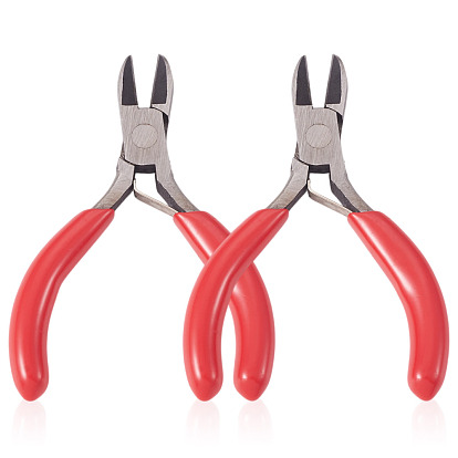 2 шт. ювелирные плоскогубцы из углеродистой стали с красными ручками, 3 дюймовые плоскогубцы, бокорезы, полирование