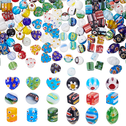 120 шт. 6 стили ручная работа стеклянные круглые бусины миллефиори, разнообразные