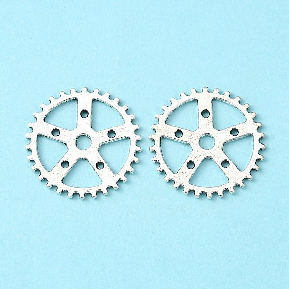Tibetischen Stil Alu-Getriebekomponenten Kronleuchter, Steampunk-Charms, cadmiumfrei und bleifrei, 25x1 mm, Bohrung: 1~2.5 mm