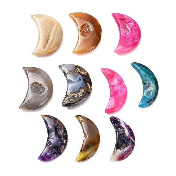 Лунный природный друзовый жеода агатовое украшение, фигурка для украшения дома, фэншуй декор, окрашенная и подогревом