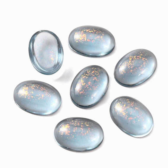 Transparente Harzcabochons, mit Goldpulver, Nachahmung Edelstein, ellipsenförmige