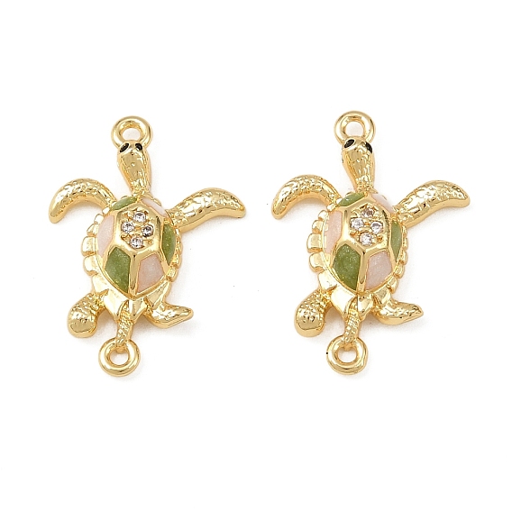 Подвески-черепахи из латуни с микропаве из прозрачного кубического циркония, с розовой и морской зеленой эмалью, стойки покрытие, без кадмия и без свинца, долговечный