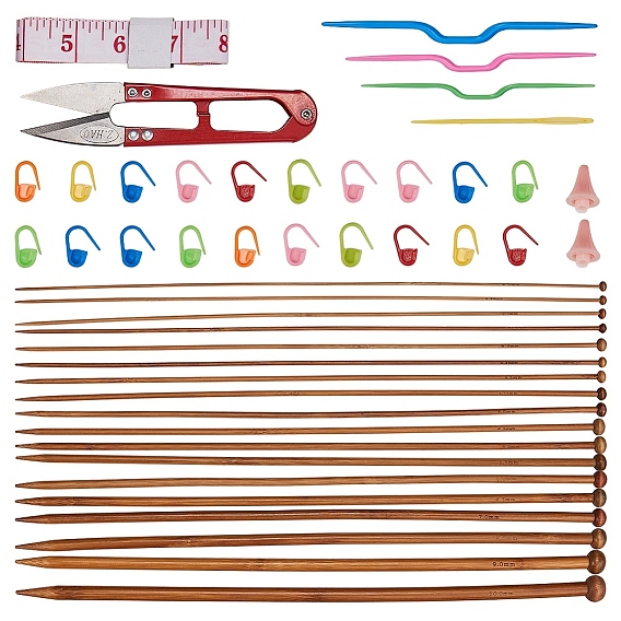 Gorgecraft DIY Knitting Kits, with Soft Tape Measure, Stainless Steel Scissors, ABS Plastic Cable Stitch Knitting Needles, Bamboo Single Pointed Knitting Needles