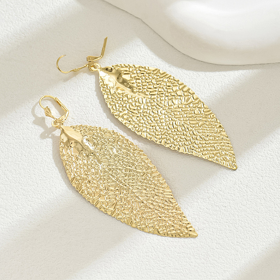 Текстурированные листья винтажный шик женские модные серьги-кольца для отпуска