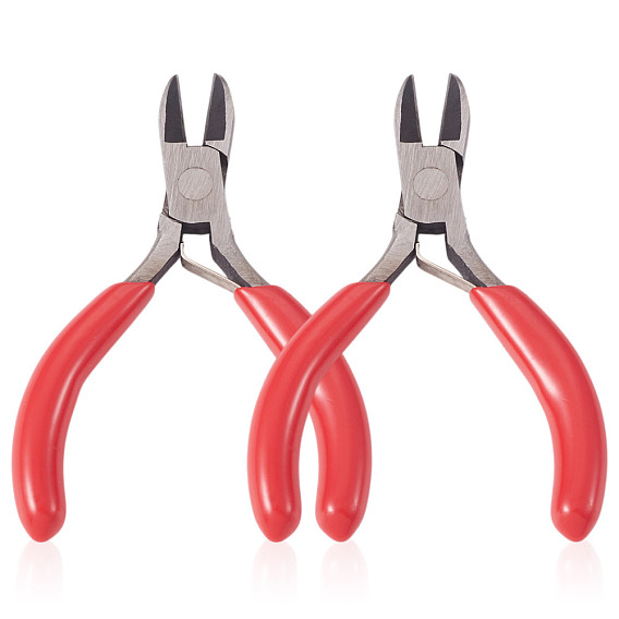 2 шт. ювелирные плоскогубцы из углеродистой стали с красными ручками, 3 дюймовые плоскогубцы, бокорезы, полирование