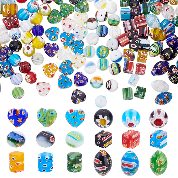 120 шт. 6 стили ручная работа стеклянные круглые бусины миллефиори, разнообразные