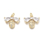 Brass Micro Pave Cubic Zirconia Charms, with Jump Rings, Bees, Clear