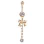Piercingschmuck echt 18 k vergoldet Messing Strass Bowknot Nabel Ring Bauch Ringe, 60x12 mm