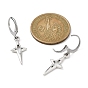 Tibetan Style Alloy Hollow Star Dangle Leverback Earrings, with 304 Stainless Steel Earring Pins