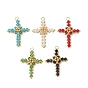 Стеклянные подвески из бисера, крест очарование, с 304 нержавеющей сталью и стеклом, реальный 18 k позолоченный, граненые