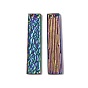 Ion Plating(IP) 304 Stainless Steel Pendants, Textured, Rectangle Charm