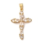 Латунные микропаве прозрачные подвески с фианитом, долговечный, крестик