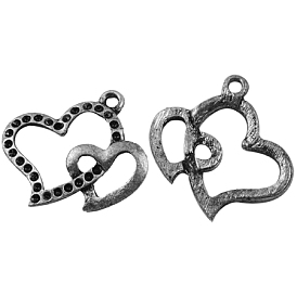 Heart Alloy Pendant Rhinestone Settings, Lead Free and Cadmium Free