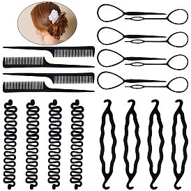 Wave Braider Set with Pulling Needle, Double Groove Bun Maker and Hair Comb - Perfect for Styling Updos!