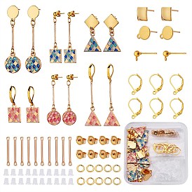 DIY Gemstone Dangle Earring Making Kits, Including Alloy Enamel Pendants, 304 Stainless Steel & Brass & Iron Earring Findings