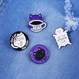 Cat Enamel Pin, Electrophoresis Black Alloy Word Brooch for Backpack Clothes