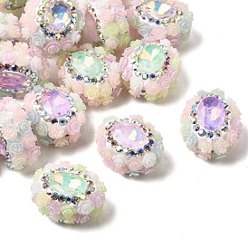 Ручной полимерной глины шариков Rhinestone, смолой и стеклом, овальные и цветочные бусины в виде диско-шаров