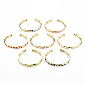 Butterfly Enamel Cuff Bangle, Real 18K Gold Plated Brass Thin Open Bangle for Women, Nickel Free