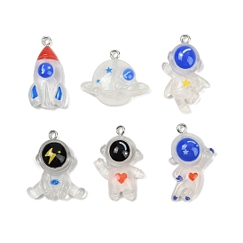 Подвески из смолы, с платиновыми тоновыми железными петлями