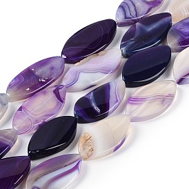 Natural Purple Banded Agate Beads Strands, Dyed, Horse Eye