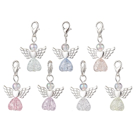 Акриловые подвески в форме сердца ангела, застежки-клешни из сплава для украшений сумок