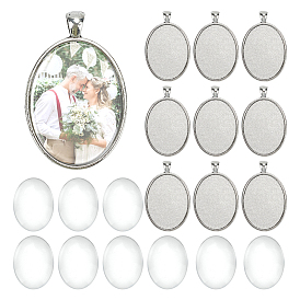 Сделай сам подвески, в том числе кабошоны из прозрачного стекла, тибетский стиль овальный сплава настройки кулон кабошон