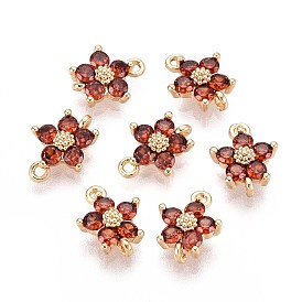 Латунные звенья из микрокубического циркония, без никеля , реальный 18 k позолоченный, цветок