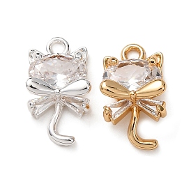 Латунь с кубическим цирконием подвеской, подвески в форме кошки, прозрачные