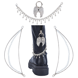 3 шт. железные и сплавные стразы, цепочки для ремешков на ботинки и сплавные подвески для обуви, с поворотными карабинами из сплава и пружинными защелками