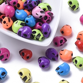 Antique Acrylic Beads, Skull, 13x10x11mm, Hole: 1.5mm, about 600pcs/500g