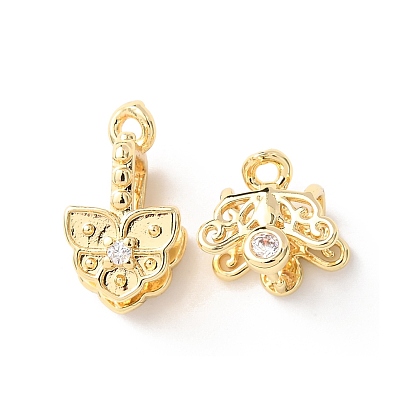 Латунные зажимные скобы для ледоруба с прозрачными фианитами, цветок/бабочка