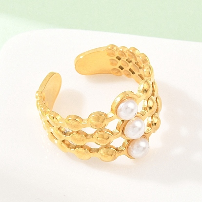 304 Открытые кольца-манжета из нержавеющей стали с АБС-пластиком и жемчужным блеском, ионное покрытие (ip)