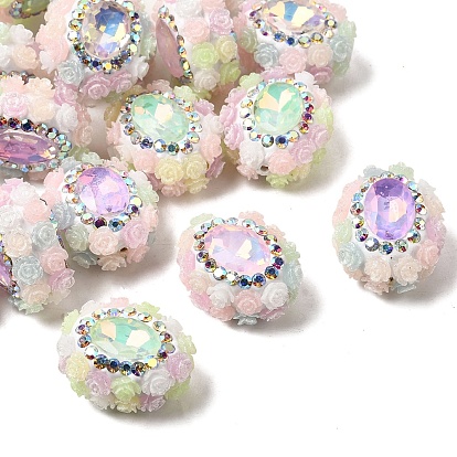 Ручной полимерной глины шариков Rhinestone, смолой и стеклом, овальные и цветочные бусины в виде диско-шаров