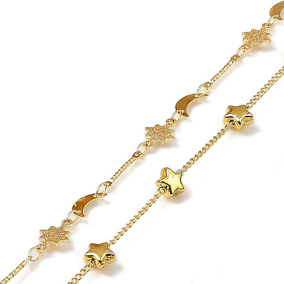 Латунные цепные цепи, с имитацией жемчуга из АБС и стеклом, несварные, без кадмия, без никеля и без свинца, с катушкой