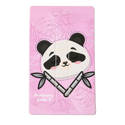 Rectangle Paper Hair Clip Display Cards, Panda Print Jewelry Display Card for Hair Clip Storage