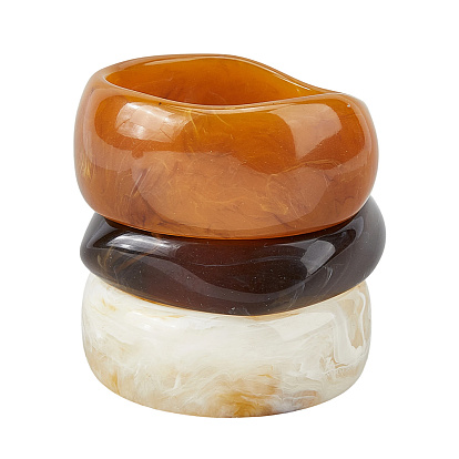 3Pcs Resin Bangles Set for Women, Ring