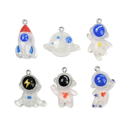 Подвески из смолы, с платиновыми тоновыми железными петлями