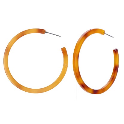 Multi-color Open Circle Cutout Earrings with Acetic Acid Drops, Vintage Statement Jewelry