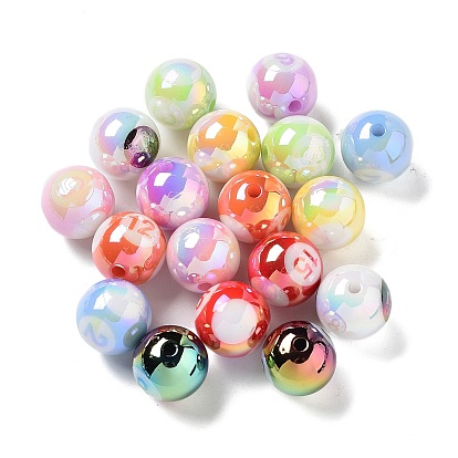 UV Plating Iridescent Acrylic Beads, AB Color, Round