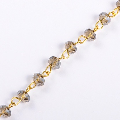 China Factory Handmade Rondelle Glass Beads Chains for Necklaces Bracelets  Making, with Golden Iron Eye Pin, Unwelded, 39.3 inch 39.3 inch, Glass  Beads: 6x4mm in bulk online 