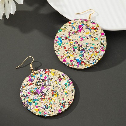 Акриловые блестящие серьги-подвески для женщин, плоско-круглые