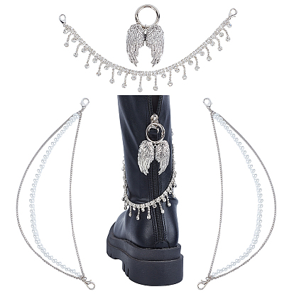 3 шт. железные и сплавные стразы, цепочки для ремешков на ботинки и сплавные подвески для обуви, с поворотными карабинами из сплава и пружинными защелками