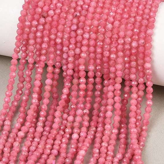 Природные родонит бисер нитей, круглые, граненые, класс АА
