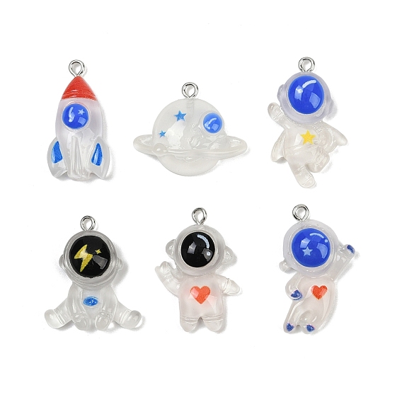 Подвески из смолы, с платиновыми тоновыми железными петлями