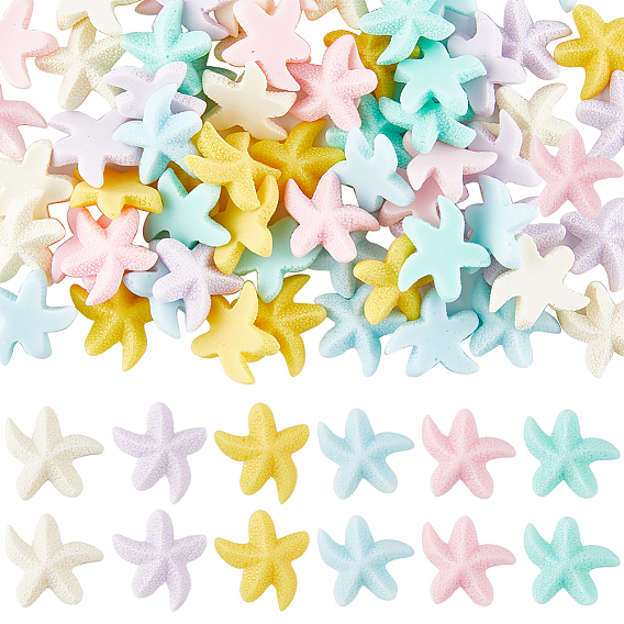 72шт 6 цветные кабошоны из непрозрачной смолы, морская звезда