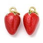 Латунь эмаль прелести, с прыжковых колец, реальный 18 k позолоченный, без кадмия и без свинца, долговечный, клубника