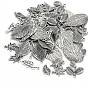 Mixed Style Tibetan Style Alloy Leaf Pendants, 19~47x10~26x2~4mm, Hole: 2~4mm, about 50pcs/100g