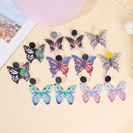 Акриловые болтаться серьги стержня, бабочка, платина