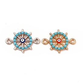 Alloy Enamel Connector Charms, with Synthetic Turquoise, Helm Links, Nickel