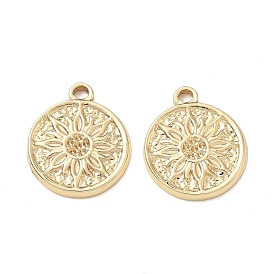 304 Stainless Steel Pendants Rhinestone Settings, Flat Round & Flower Charms, Long-Lasting Plated